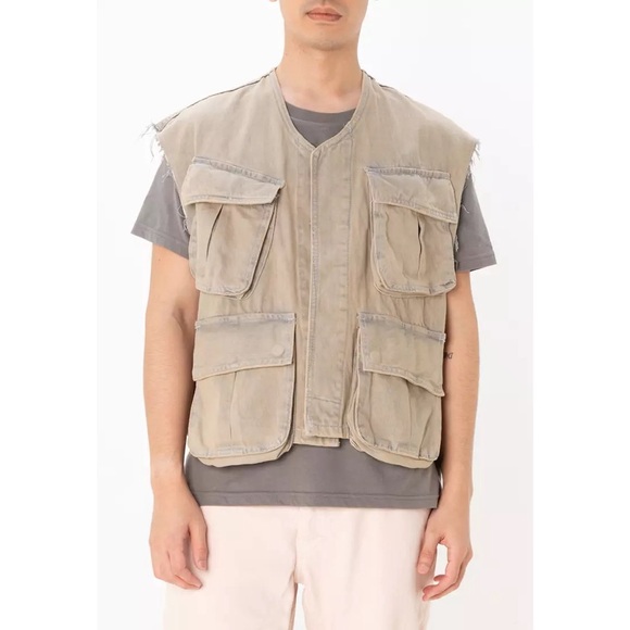 ZARA Men's Denim Utility Vest in Light Khaki - M - Picture 1 of 16